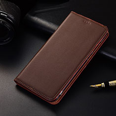 Leather Case Stands Flip Cover H04 Holder for Apple iPhone 15 Brown