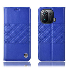 Leather Case Stands Flip Cover H04P Holder for Xiaomi Mi 11 Pro 5G Blue