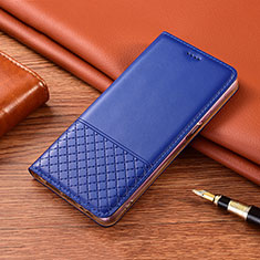 Leather Case Stands Flip Cover H08 Holder for Apple iPhone 14 Blue