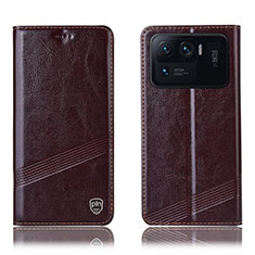 Leather Case Stands Flip Cover H09P Holder for Xiaomi Mi 11 Ultra 5G Brown