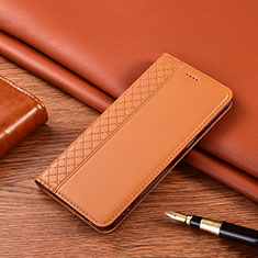 Leather Case Stands Flip Cover H10 Holder for Apple iPhone 14 Pro Orange