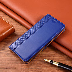 Leather Case Stands Flip Cover H10 Holder for Apple iPhone 15 Blue