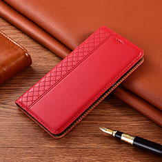 Leather Case Stands Flip Cover H10 Holder for Apple iPhone 15 Red