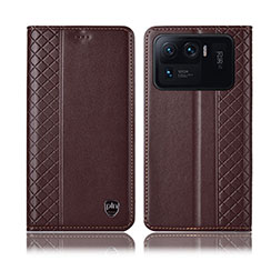 Leather Case Stands Flip Cover H10P Holder for Xiaomi Mi 11 Ultra 5G Brown