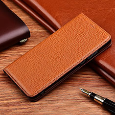 Leather Case Stands Flip Cover H11 Holder for Apple iPhone 15 Plus Brown