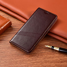 Leather Case Stands Flip Cover H12 Holder for Apple iPhone 15 Pro Max Brown