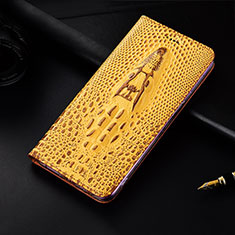 Leather Case Stands Flip Cover H15 Holder for Apple iPhone 14 Pro Yellow