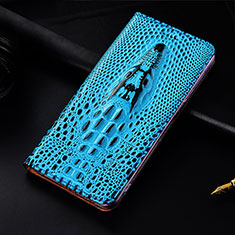 Leather Case Stands Flip Cover H15 Holder for Apple iPhone 15 Blue