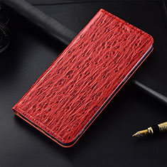 Leather Case Stands Flip Cover H16 Holder for Apple iPhone 16 Pro Max Red