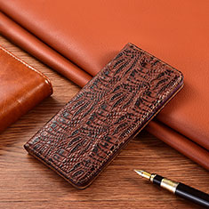 Leather Case Stands Flip Cover H17 Holder for Apple iPhone 15 Brown