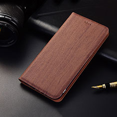 Leather Case Stands Flip Cover H18 Holder for Apple iPhone 13 Pro Brown