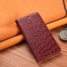 Leather Case Stands Flip Cover H18 Holder for Apple iPhone 15 Plus Red