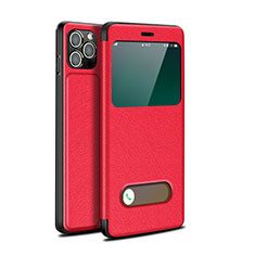 Leather Case Stands Flip Cover H19 Holder for Apple iPhone 15 Pro Max Red