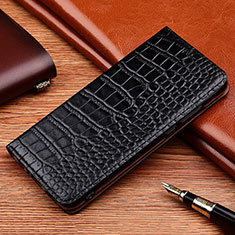 Leather Case Stands Flip Cover H22 Holder for Apple iPhone 15 Plus Black