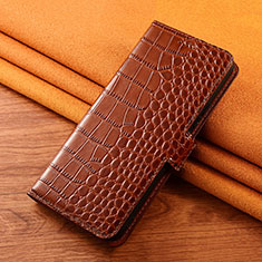 Leather Case Stands Flip Cover H23 Holder for Apple iPhone 15 Pro Light Brown