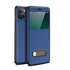 Leather Case Stands Flip Cover H24 Holder for Apple iPhone 13 Blue