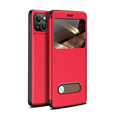 Leather Case Stands Flip Cover H24 Holder for Apple iPhone 15 Red