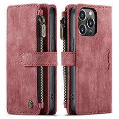 Leather Case Stands Flip Cover H27 Holder for Apple iPhone 13 Pro Max Red