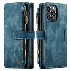 Leather Case Stands Flip Cover H27 Holder for Apple iPhone 16 Pro Blue