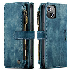 Leather Case Stands Flip Cover H28 Holder for Apple iPhone 14 Blue