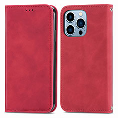 Leather Case Stands Flip Cover H30 Holder for Apple iPhone 14 Pro Max Red