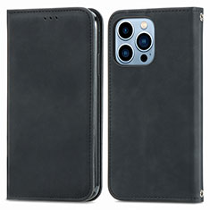 Leather Case Stands Flip Cover H30 Holder for Apple iPhone 15 Pro Max Black