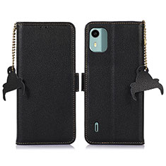 Leather Case Stands Flip Cover Holder A01D for Nokia C12 Black