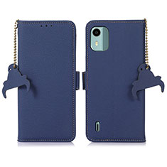 Leather Case Stands Flip Cover Holder A01D for Nokia C12 Blue