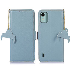 Leather Case Stands Flip Cover Holder A01D for Nokia C12 Plus Mint Blue