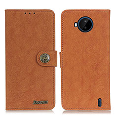 Leather Case Stands Flip Cover Holder A01D for Nokia C20 Plus Brown