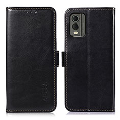 Leather Case Stands Flip Cover Holder A01D for Nokia C210 Black