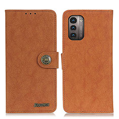 Leather Case Stands Flip Cover Holder A01D for Nokia G21 Brown