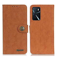 Leather Case Stands Flip Cover Holder A01D for Oppo A16s Brown