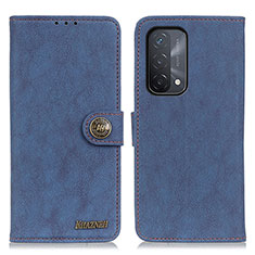 Leather Case Stands Flip Cover Holder A01D for Oppo A74 5G Blue