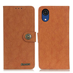 Leather Case Stands Flip Cover Holder A01D for Samsung Galaxy A03 Core Brown