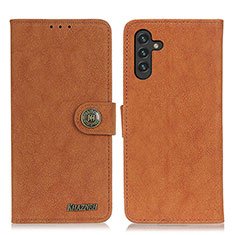 Leather Case Stands Flip Cover Holder A01D for Samsung Galaxy A13 5G Brown