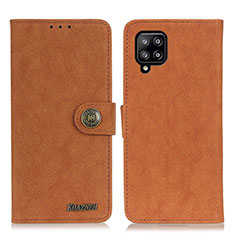 Leather Case Stands Flip Cover Holder A01D for Samsung Galaxy A22 4G Brown