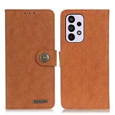 Leather Case Stands Flip Cover Holder A01D for Samsung Galaxy A33 5G Brown