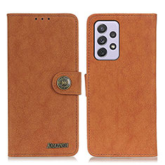 Leather Case Stands Flip Cover Holder A01D for Samsung Galaxy A73 5G Brown