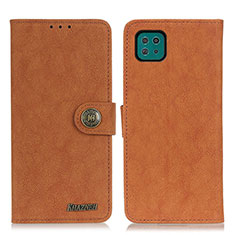 Leather Case Stands Flip Cover Holder A01D for Samsung Galaxy F42 5G Brown