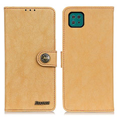 Leather Case Stands Flip Cover Holder A01D for Samsung Galaxy F42 5G Gold