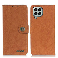Leather Case Stands Flip Cover Holder A01D for Samsung Galaxy M33 5G Brown