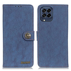 Leather Case Stands Flip Cover Holder A01D for Samsung Galaxy M53 5G Blue