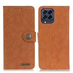 Leather Case Stands Flip Cover Holder A01D for Samsung Galaxy M53 5G Brown