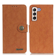 Leather Case Stands Flip Cover Holder A01D for Samsung Galaxy S21 FE 5G Brown