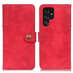 Leather Case Stands Flip Cover Holder A01D for Samsung Galaxy S22 Ultra 5G Red