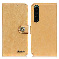 Leather Case Stands Flip Cover Holder A01D for Sony Xperia 1 IV Gold