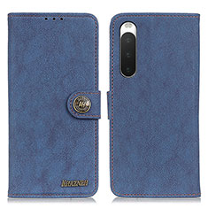 Leather Case Stands Flip Cover Holder A01D for Sony Xperia 10 IV SOG07 Blue