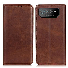 Leather Case Stands Flip Cover Holder A02D for Asus ROG Phone 6 Brown