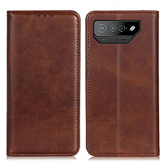 Leather Case Stands Flip Cover Holder A02D for Asus ROG Phone 7 Brown